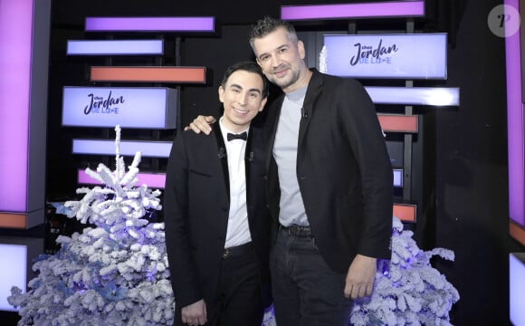 Exclusif - Jordan de Luxe et Mathieu Johann lors de l'enregistrement de l'émission "Chez Jordan de Luxe" à Paris. Le 11 décembre 2023 © Cédric Perrin / Bestimage