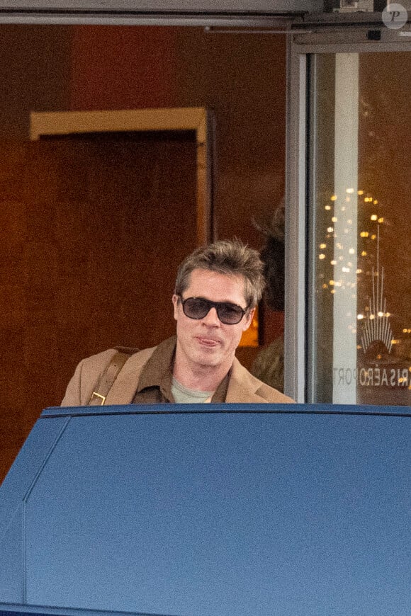 Exclusif - Brad Pitt et Ines De Ramon à Paris le samedi 16 décembre. @ Diggzy/Jesal/Splash News/ABACAPRESS.COM