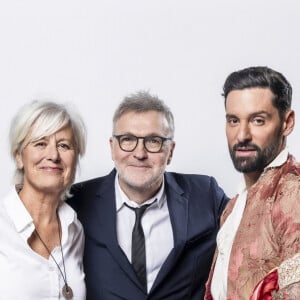 Exclusif - Annie Lemoine, Laurent Ruquier et son compagnon Hugo Skliris (Manos) - Studio - Enregistrement de l'émission "La chanson secrète", présentée par N.Aliagas et diffusée le 29 décembre sur TF1 © Guillaume Gaffiot-Cyril Moreau / Bestimage 