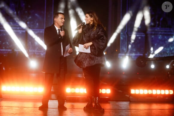 Exclusif - Laury Thilleman et Laurent Luyat - Emission "La grande soirée du 31 de Paris", diffusée le 31 décembre sur France 2. Champs Elysées. © Christophe Clovis / Jack Tribeca / Bestimage 