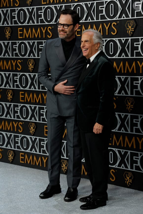 Bill Hader et Henry Winkler - 75e cérémonie des Emmy Awards au Peacock Theater de Los Angeles. Le 15 janvier 2024. @ Kevork Djansezian-USA Today/SPUS/ABACAPRESS.COM