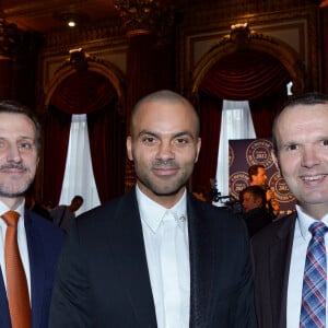 Exclusif - Simon Riondet, chef de la BRI, Tony Parker et Ghislain Réty, patron du GIGN - Le Chinese Business Club ouvre sa saison des déjeuners officiels avec T.Parker en invité d'honneur au Westin Paris Vendôme le 2 février 2024. © Rachid Bellak / Bestimage 