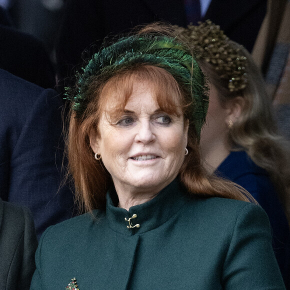Sarah Ferguson, duchesse d'York, Zara Tindall - Les membres de la famille royale britannique lors de la messe du matin de Noël en l'église St-Mary Magdalene à Sandringham, le 25 décembre 2023.
