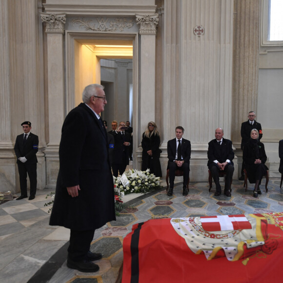 Veillée funèbre du prince Victor-Emmanuel de Savoie, en l'Eglise de Sant'Uberto à Turin, en présence de son fils, le prince E-P. de Savoie, le 9 février 2024. Le fils du dernier roi d'Italie s'est éteint le 3 février 2024 à l'âge de 86 ans. 