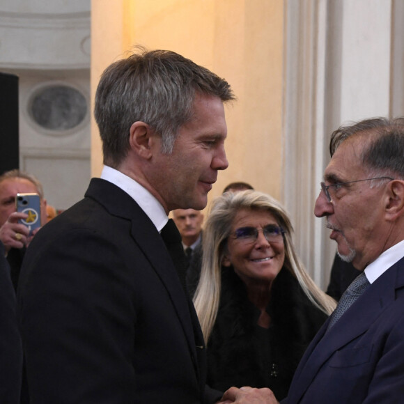 Ignazio La Russa, président du Sénat italien et le prince Emmanuel-Philibert de Savoie - Veillée funèbre du prince Victor-Emmanuel de Savoie, en l'Eglise de Sant'Uberto à Turin, le 9 février 2024. Le fils du dernier roi d'Italie s'est éteint le 3 février 2024 à l'âge de 86 ans. 