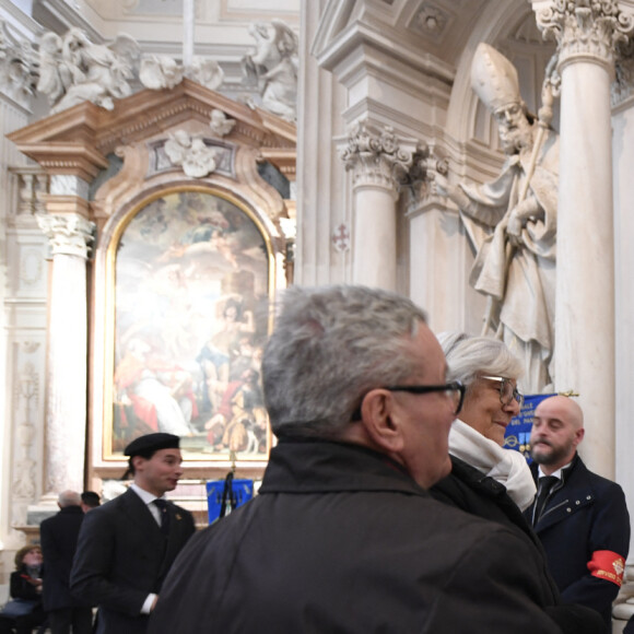 Le prince Emmanuel-Philibert de Savoie - Veillée funèbre du prince Victor-Emmanuel de Savoie, en l'Eglise de Sant'Uberto à Turin, en présence de son fils, le prince E-P. de Savoie, le 9 février 2024. Le fils du dernier roi d'Italie s'est éteint le 3 février 2024 à l'âge de 86 ans. 