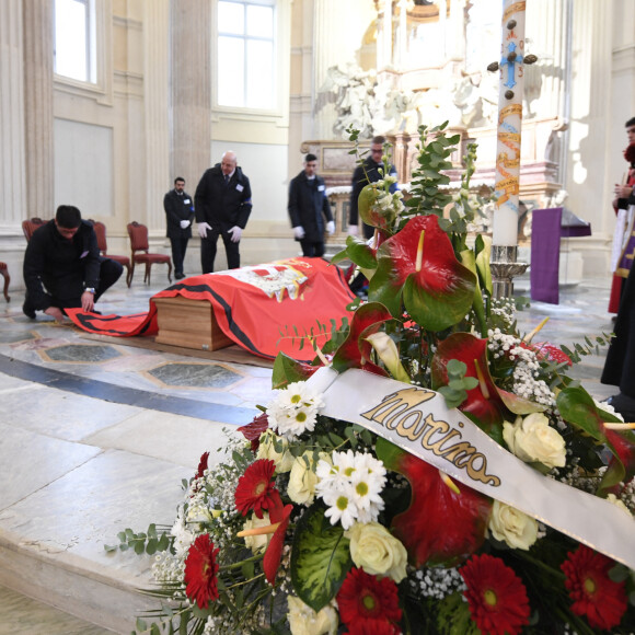 Veillée funèbre du prince Victor-Emmanuel de Savoie, en l'Eglise de Sant'Uberto à Turin, en présence de son fils, le prince E-P. de Savoie, le 9 février 2024. Le fils du dernier roi d'Italie s'est éteint le 3 février 2024 à l'âge de 86 ans.  Funeral wake of Prince Victor-Emmanuel of Savoy, in the Church of Sant'Uberto in Turin, in the presence of his son, Prince E-P. of Savoy, February 9, 2024. The son of the last king of Italy died on February 3, 2024 at the age of 86. 