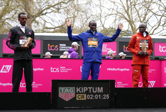 Kelvin Kiptum au marathon de Londres en 2023. Photo by John Walton/PA Photos/ABACAPRESS.COM