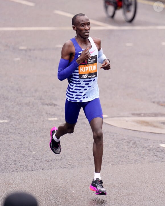 Kelvin Kiptum au marathon de Londres en 2023. James Manning/PA Wire.