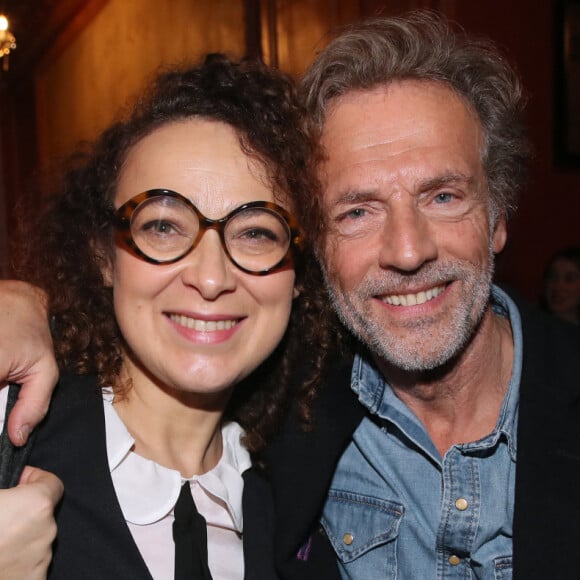 Exclusif - Stéphane Freiss et sa compagne Delphine Horvilleur - Personnalités à la générale de la pièce de théâtre " Le Cercle des Poètes Disparus " au Théâtre Antoine à Paris, France. Le 8 Février 2024. © Bertrand Rindoff / Bestimage 