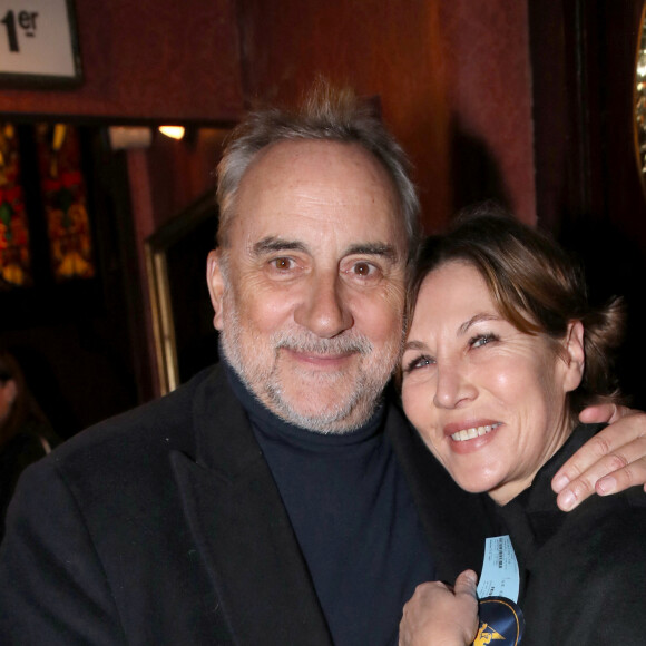 Exclusif - Antoine Duléry et Mathilde Seigner - Personnalités à la générale de la pièce de théâtre " Le Cercle des Poètes Disparus " au Théâtre Antoine à Paris, France. Le 8 Février 2024. © Bertrand Rindoff / Bestimage 