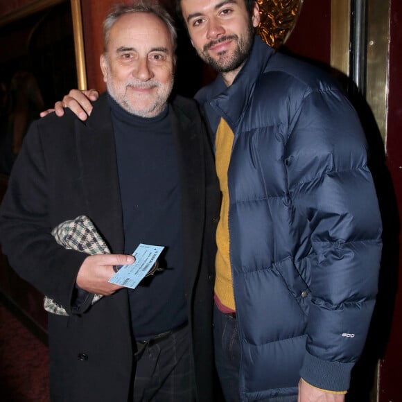 Exclusif - Antoine Duléry et son fils Raphaël - Personnalités à la générale de la pièce de théâtre " Le Cercle des Poètes Disparus " au Théâtre Antoine à Paris, France. Le 8 Février 2024. © Bertrand Rindoff / Bestimage 