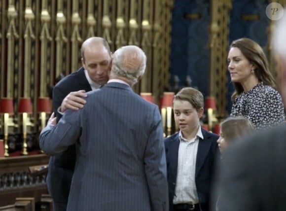 Pictures MUST credit: BBC Britain’s King Charles is shown in touching embraces with his grandchildren in a new TV documentary. The the heartwarming moment comes during the rehearsal for the monarch’s coronation at Westminster Abbey earlier this year. Charles, 75, is seen first greeting son Prince William and daughter in law Kate Middleton , both 41, with double cheek kisses. Kate then curtseys to him before Charles, turns to give a hug to his grandsons Princes George, ten, and Louis five and granddaughter Princess Charlotte, eight. One of the clergy in attendance at the rehearsal, the Bishop of Hereford, Richard Jackson, who witnessed the greeting told the UK’s Daily Telegraph newspaper:” I think what struck me particularly was how extraordinarily affectionate they are.” Picture supplied by JLPPA 