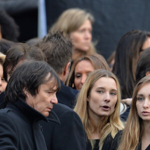 Sylvie Vartan, Darina Scotti, Ilona, Emma Smet, Estelle Lefébure - Sorties de l'église de la Madeleine après les obsèques de Johnny Hallyday à Paris le 9 décembre 2017. © Veeren / Bestimage