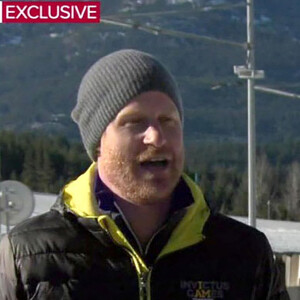 Le prince Harry, duc de Sussex, de passage à Whistler (Canada) pour préparer les Invictus Games 2025, répond aux questions de Will Reev pour l'émission "Good Morning America", le 15 février 2024.