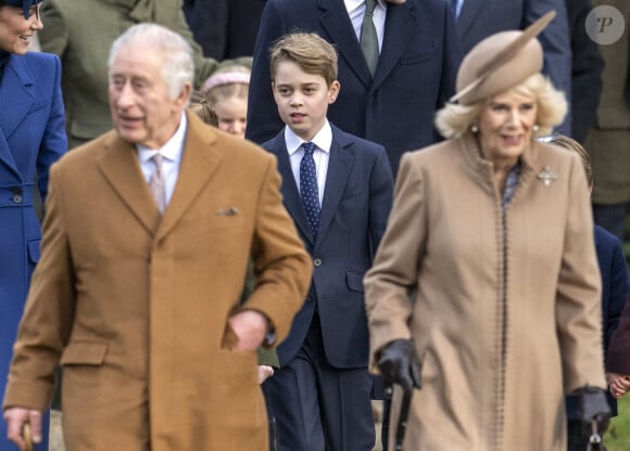 Le prince George de Galles, - Members of the Royal Family attend Christmas Day service at St Mary Magdalene Church in Sandringham, Norfolk