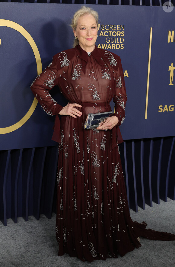 Meryl Streep - Photocall de la 30ème cérémonie Screen Actors Guild Awards à Los Angeles, le 24 février 2024. 