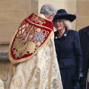 Reine Camilla - Messe en hommage à Constantin II de Grèce, Chapelle St George, Windsor, Royaume-Uni, 27 février 2024. Photo by Chris Jackson/PA Wire/ABACAPRESS.COM