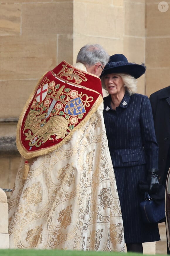 Reine Camilla - Messe en hommage à Constantin II de Grèce, Chapelle St George, Windsor, Royaume-Uni, 27 février 2024. Photo by Chris Jackson/PA Wire/ABACAPRESS.COM