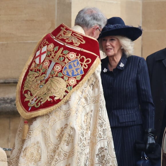 Reine Camilla - Messe en hommage à Constantin II de Grèce, Chapelle St George, Windsor, Royaume-Uni, 27 février 2024. Photo by Chris Jackson/PA Wire/ABACAPRESS.COM
