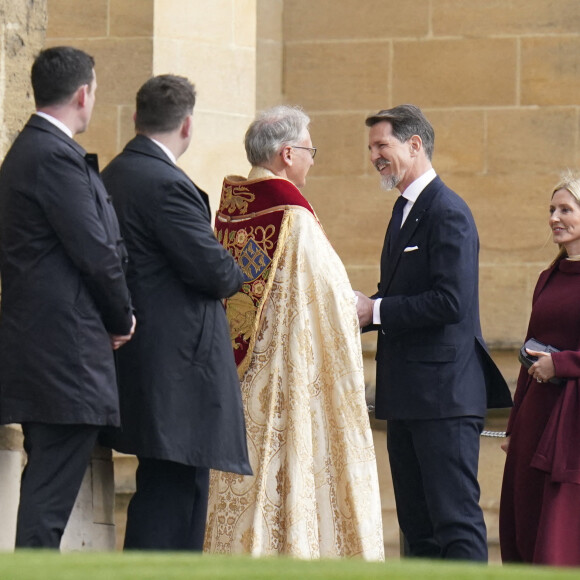 Pavlos et Marie-Chantal de Grèce - Messe en hommage à Constantin II de Grèce, Chapelle St George, Windsor, Royaume-Uni, 27 février 2024. Photo by Andrew Matthews/PA Wire/ABACAPRESS.COM