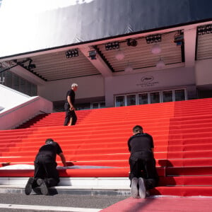 C'est une actrice française très connue à Hollywood qui sera maîtresse de cérémonie.
Derniers préparatifs (illustration) au palais des festivals le jour du début du  festival international du film de Cannes, France. © Olivier Borde/Bestimage 