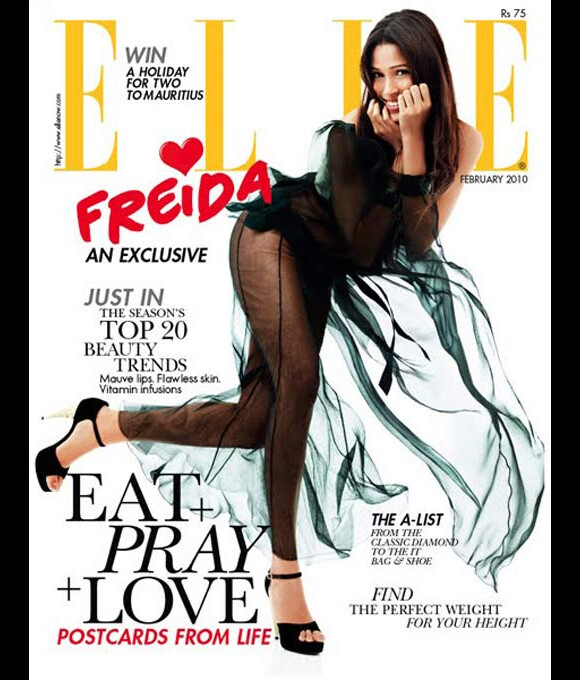Freida Pinto en couverture du Elle Inde du mois de février 2010