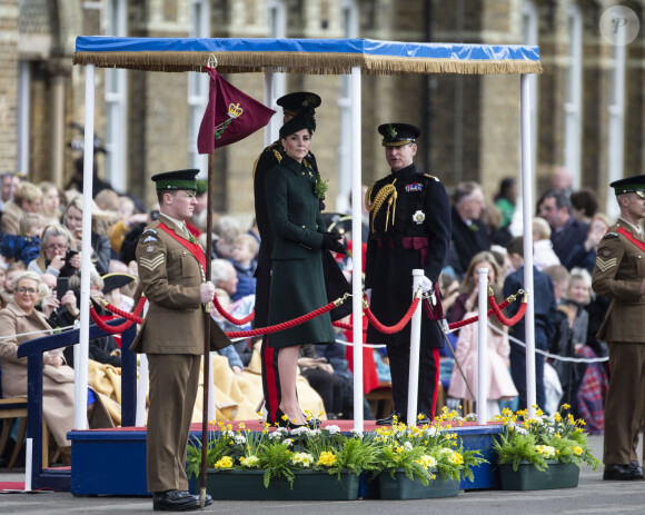 Le prince William, duc de Cambridge, Catherine Kate Middleto lors de la parade de la Saint Patrick dans le quartier de Hounslow à Londres le 17 mars 2019. La cérémonie se déroule avec le 1er bataillon des Irish Guards. Le duc de Cambridge est un des colonels des Irish Guards. 