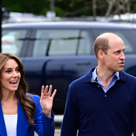 Le prince William, prince de Galles, et Catherine (Kate) Middleton, princesse de Galles, au centre sportif national de Bisham Abbey à Marlow, à l'occasion de la Journée mondiale de la Santé mentale, le 12 octobre 2023. 