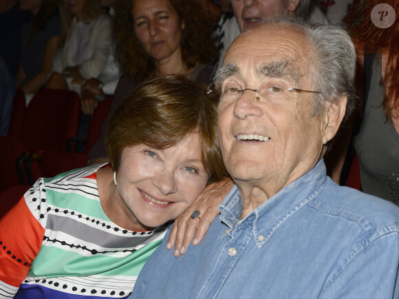 Macha Méril et son fiancé Michel Legrand - Pierre Richard fête ses 80 ans à l'Olympia à Paris, le 13 juin 2014.