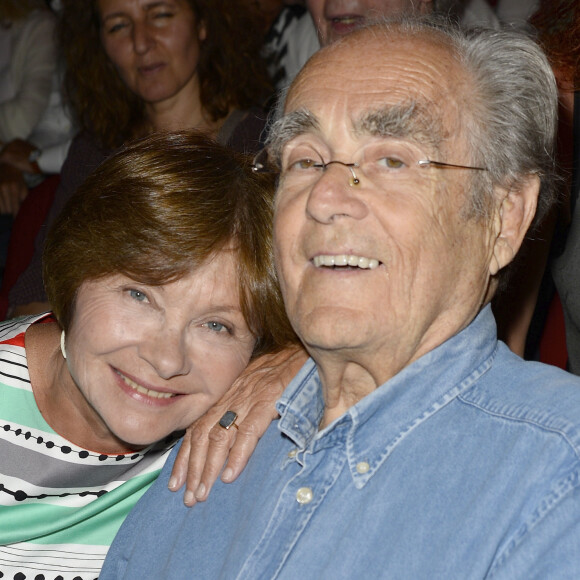 Macha Méril et son fiancé Michel Legrand - Pierre Richard fête ses 80 ans à l'Olympia à Paris, le 13 juin 2014.