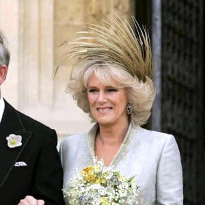 Charles et Camilla le jour de leur mariage, le 9 avril 2005, à Windsor. Photo Toby Melville /PA/ABACA.