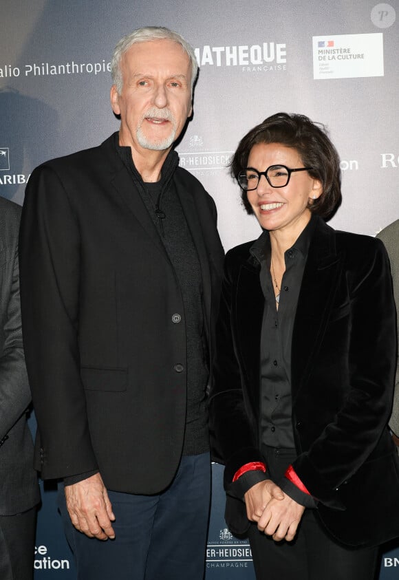 James Cameron et Rachida Dati - Vernissage de l'exposition "L'Art de James Cameron" à La Cinémathèque française à Paris, le 3 avril 2024. © Guirec Coadic / Bestimage