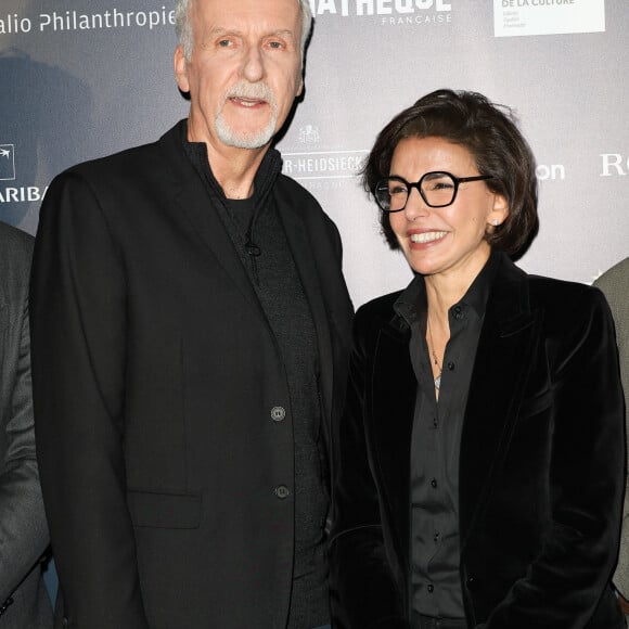 James Cameron et Rachida Dati - Vernissage de l'exposition "L'Art de James Cameron" à La Cinémathèque française à Paris, le 3 avril 2024. © Guirec Coadic / Bestimage