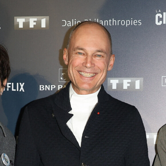 Bertrand Piccard avec sa femme Michèle et Costa-Gavras - Vernissage de l'exposition "L'Art de James Cameron" à La Cinémathèque française à Paris, le 3 avril 2024. © Guirec Coadic / Bestimage