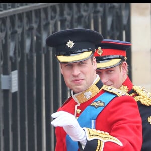 Le prince William et le prince Harry lors du mariage du prince William avec Kate Middleton.