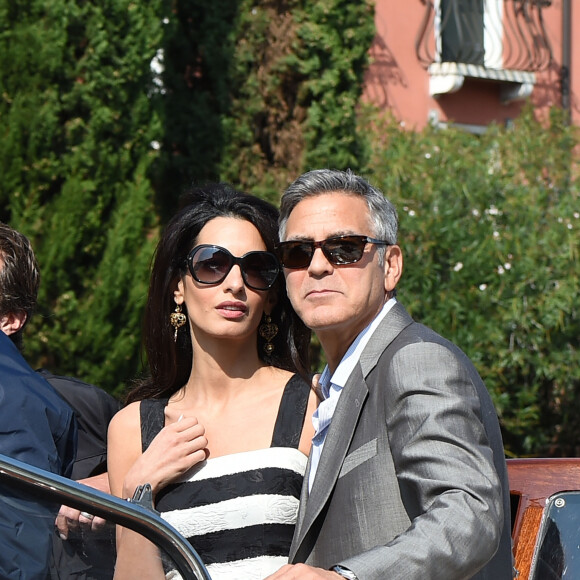 George Clooney et sa fiancée Amal Alamuddin arrivent à venise avant leur mariage Civil le 26 septembre 2014 