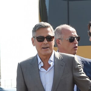 George Clooney et sa fiancée Amal Alamuddin arrivent à venise avant leur mariage Civil le 26 septembre 2014
