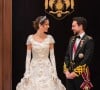 Une belle nouvelle qui arrive moins d'un an après leur mariage. 
Le prince Hussein de Jordanie et Rajwa al Saif - Les familles royales au mariage du prince Hussein de Jordanie et de Rajwa al Saif, au palais Zahran à Amman (Jordanie), le 1er juin 2023. 