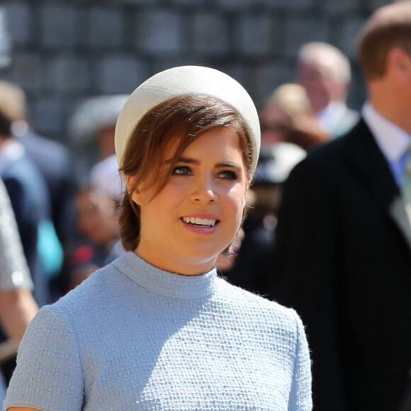 La princesse Eugenie arrive à la chapelle St George du château de Windsor pour le mariage de Meghan Markle et du prince Harry. Windsor, Royaume-Uni, le samedi 19 mai 2018. Le crédit photo doit être lu comme suit : Gareth Fuller/PA Wire /ABACAPRESS.COM