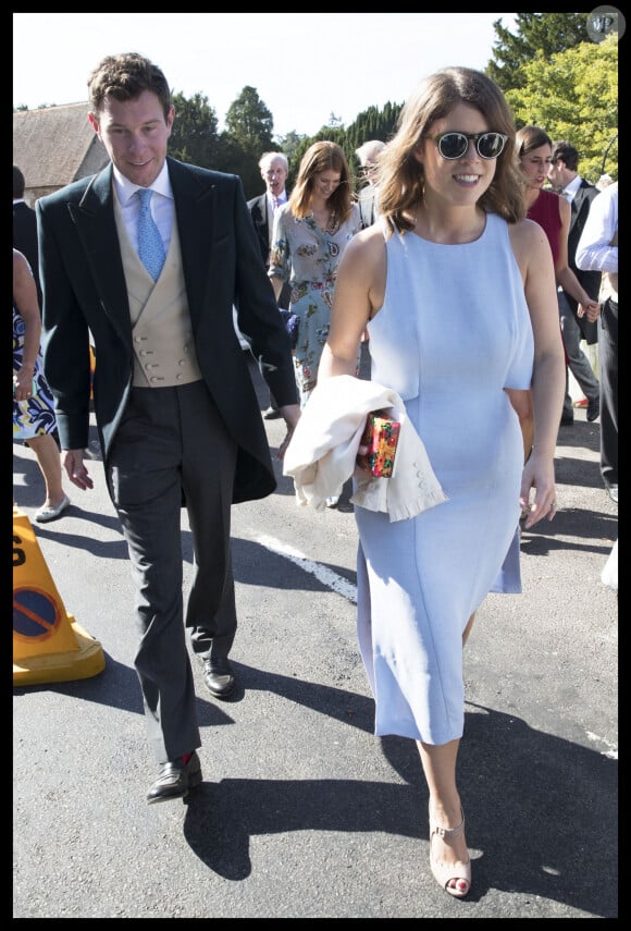 La princesse Eugenie et son fiancé Jack Brooksbank quittant le mariage de Charlie Van Straubenzee et Daisy Jenks à Frensham, dans le Surrey, au Royaume-Uni. 04 août 2018. Photo par Stephen Lock / i-Images/ABACAPRESS.COM