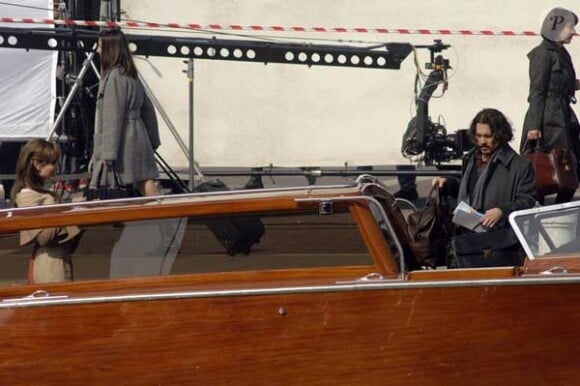 Angelina Jolie et Johnny Depp sur le tournage de The Tourist à Venise le 17 mars 2010