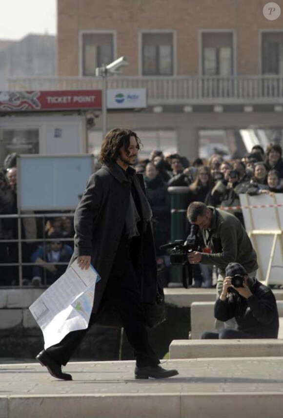 Angelina Jolie et Johnny Depp sur le tournage de The Tourist à Venise le 17 mars 2010