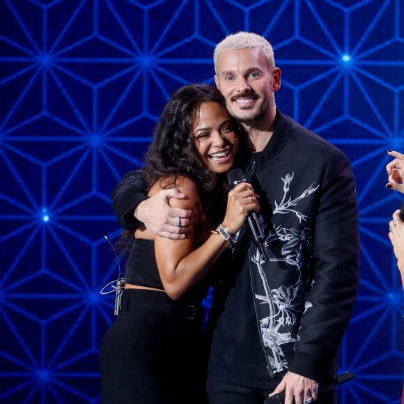 Exclusif - M. Pokora (Matt Pokora) et sa femme Christina Milian - Surprises - Enregistrement de l'émission "La boîte à secrets N°17", présentée par F.Bollaert et diffusée le 19 janvier 2024 sur France 3 © Christophe Clovis / Bestimage