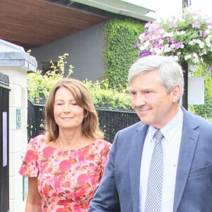 Les célébrités arrivent à Wimbledon pour assister à la finale du tournoi de tennis qui oppose R. Federer à Cilic à Londres le 16 juillet 2017.