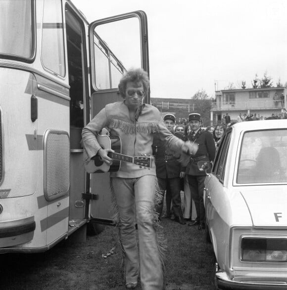 Johnny Hallyday en concert à Lyon, France en 1973. Photo by APS-Medias/ABACAPRESS.COM