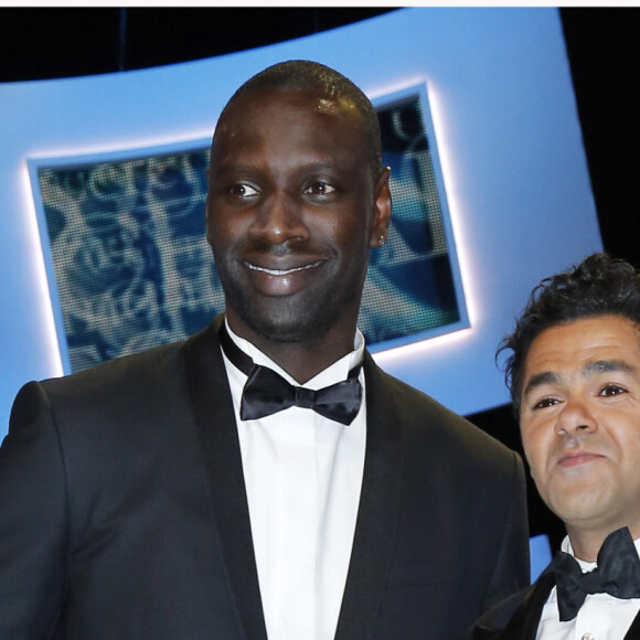 Omar Sy et Jamel Debbouze (president des Cesar 2013) - 38 eme Ceremonie des Cesar au theatre du Chatelet a Paris le 22 fevrier 2013