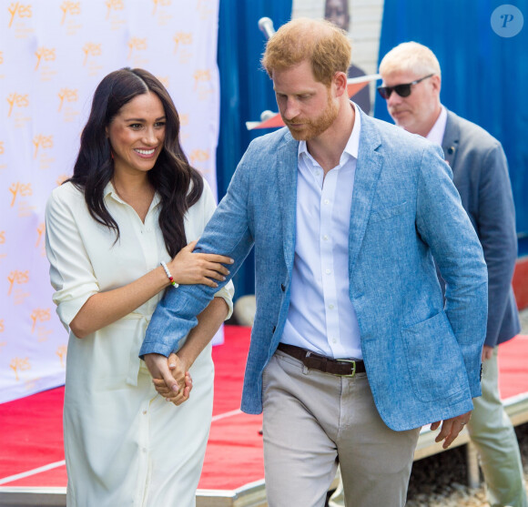 Le prince Harry, duc de Sussex, et Meghan Markle, duchesse de Sussex, visite l'association "Yes" (Youth Employment Service) qui oeuvre pour résoudre le problème du chômage des jeunes en Afrique du Sud. Johannesburg, le 2 octobre 2019. 