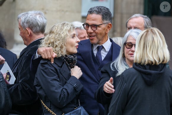 Melita Toscan du Plantier et Roschdy Zem - Sorties des obsèques du prince Jean-Stanislas Poniatowski en l'Eglise polonaise à Paris, France, le 29 avril 2024. © Jacovides-Moreau/Bestimage