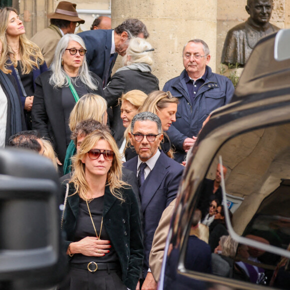 Sarah Poniatowski et son compagnon Roschdy Zem - Sorties des obsèques du prince Jean-Stanislas Poniatowski en l'Eglise polonaise à Paris, France, le 29 avril 2024. © Jacovides-Moreau/Bestimage